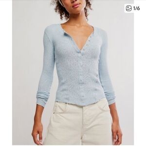FREE PEOPLE Going Places Pearl Blue Cardigan